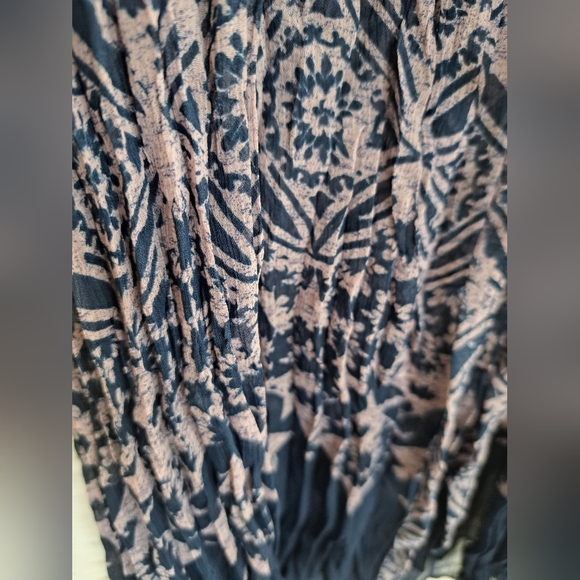 VTG Blouse Womens Blue/ Lt Pink Crinkle Boho Print Peasant Top Size Small - Picture 7 of 12